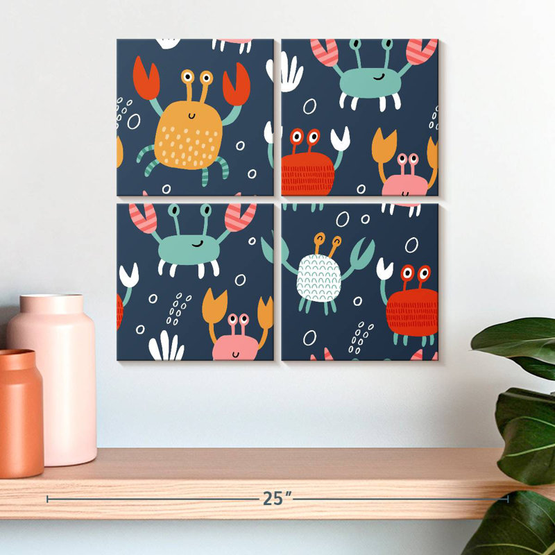 Ashelle, motif de crabes mignons, H 18 po x l 18 po