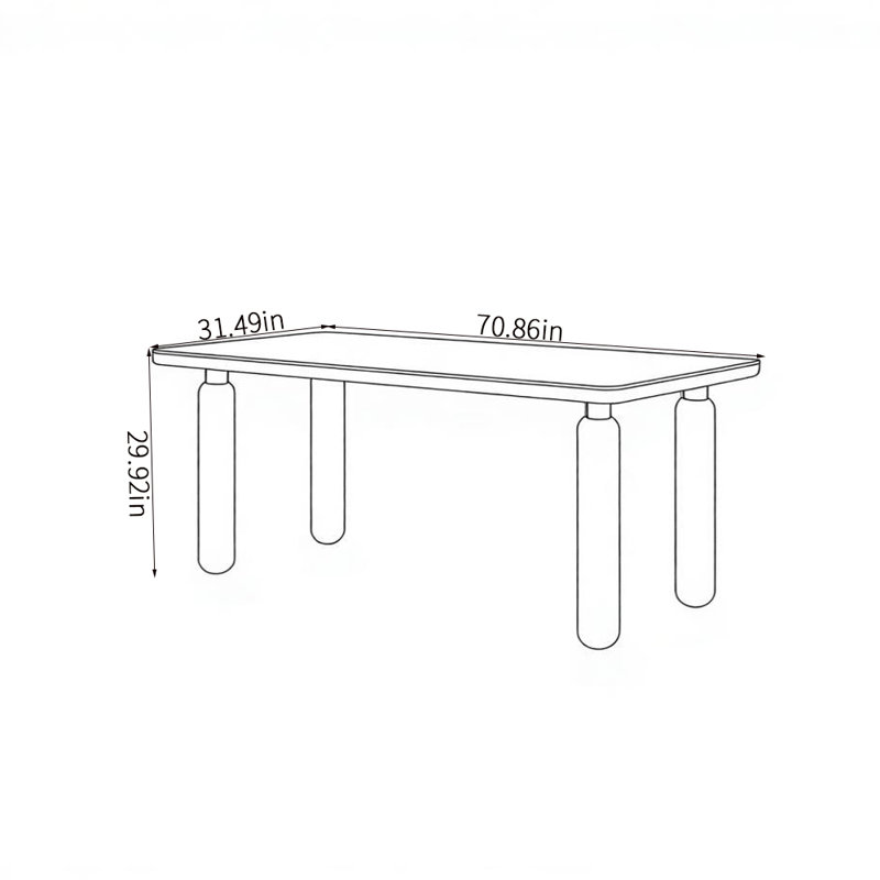Table de salle à manger légère de luxe et haut de gamme, 29.92"H x 70.86"L x 31.49"W