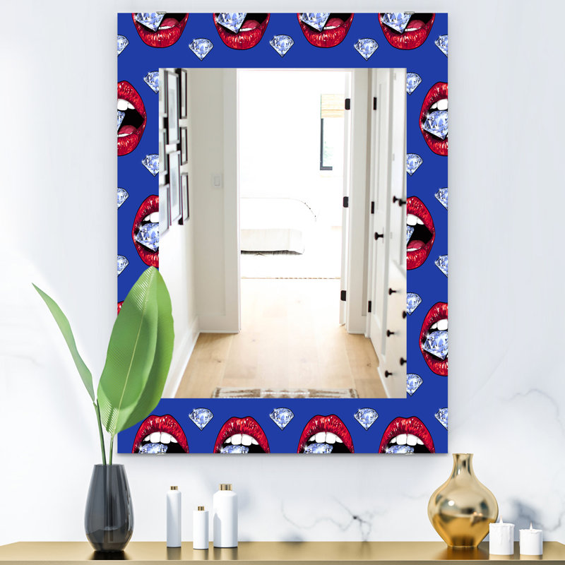Miroir mural traditionnel i hot lèvres i, H 39,4 po x l 29,5 po