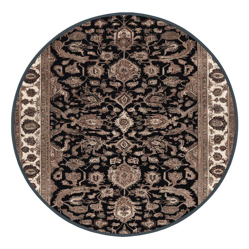 Tapis brun lavable à la machine, Rond 5 pi