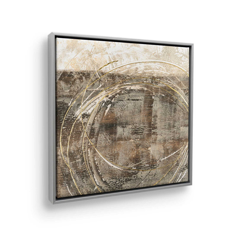 Cercles de lumière I, reproduction sur toile dans un cadre, H 24,75 po x l 24,75 po, Chrome poli