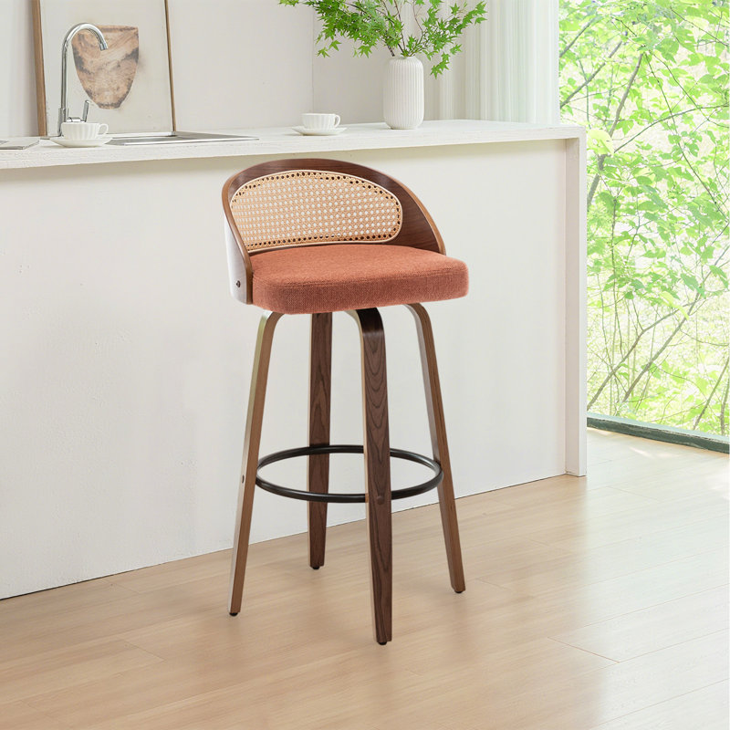 Swivel Upholstered Counter Stool, Orange, 76.2cm