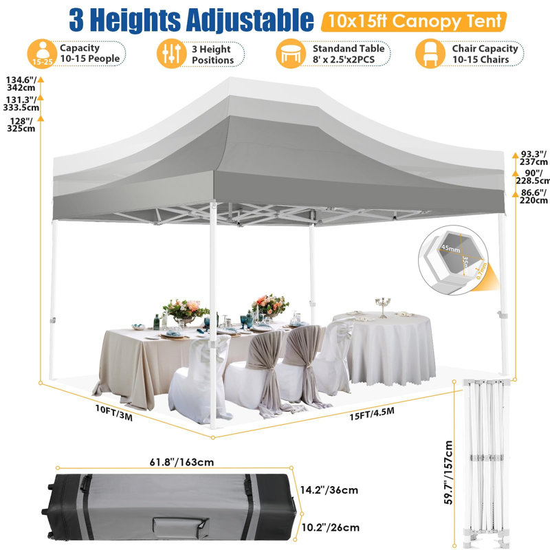 10 x 15' awning with 4 side walls, Gris