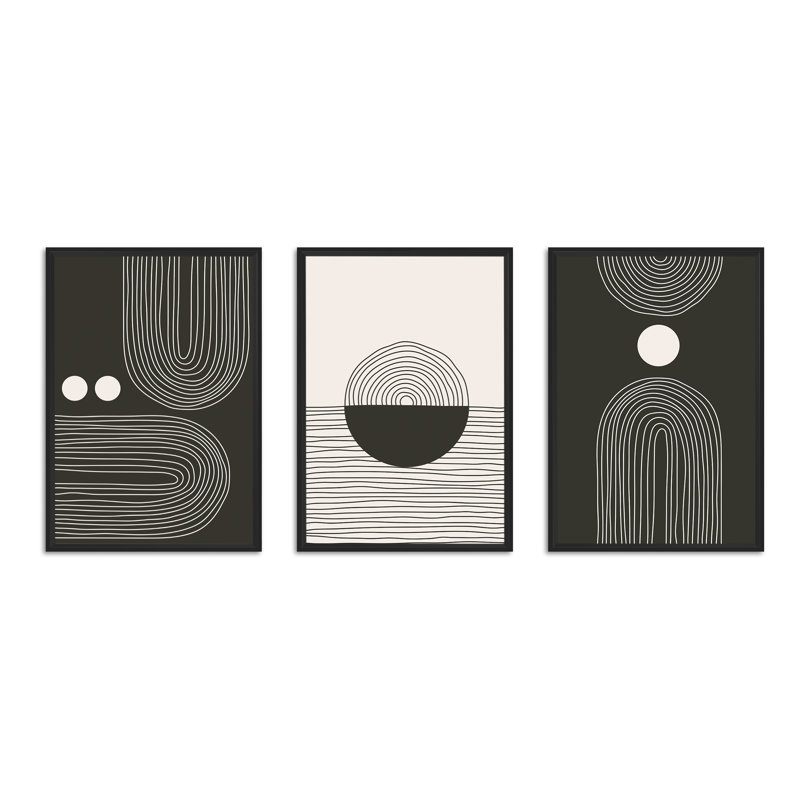 Circular - 3 Piece Single Picture Frame Painting Set on Wood