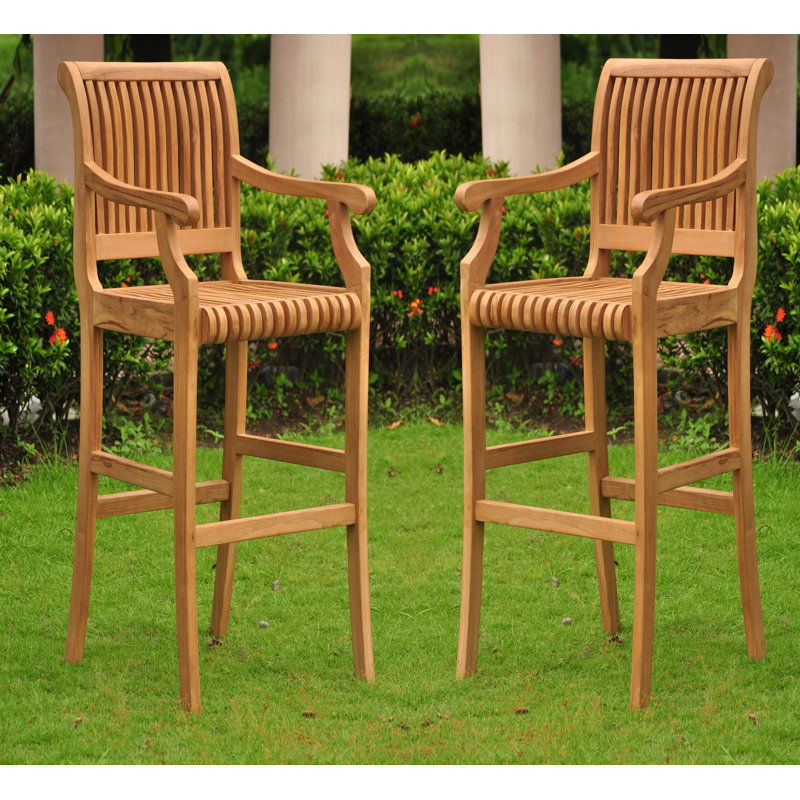 Maiden Lane Outdoor Teak Bar Stool