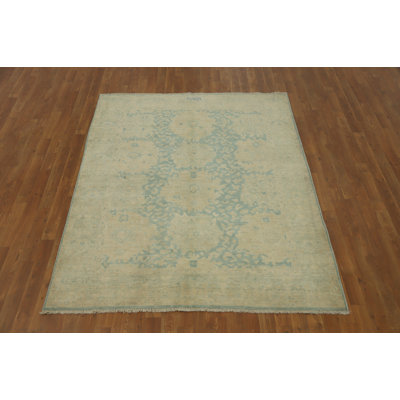 Handmade Blue Floral Ziegler Vegetable Dye Rug 5x7