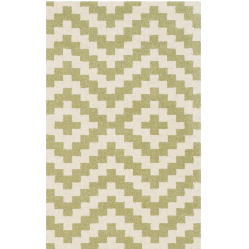 Deedgra Hand Tufted Wool Chevron Rug, Square 6'