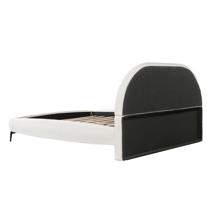 Lit plateforme en tissu d'ameublement avec tête de lit courbée Atlin, California King