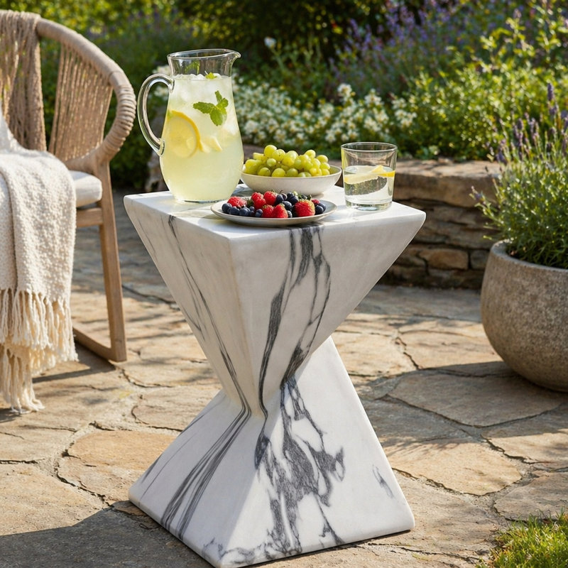 Table d'appoint de patio en béton 18,5 "H, Marble