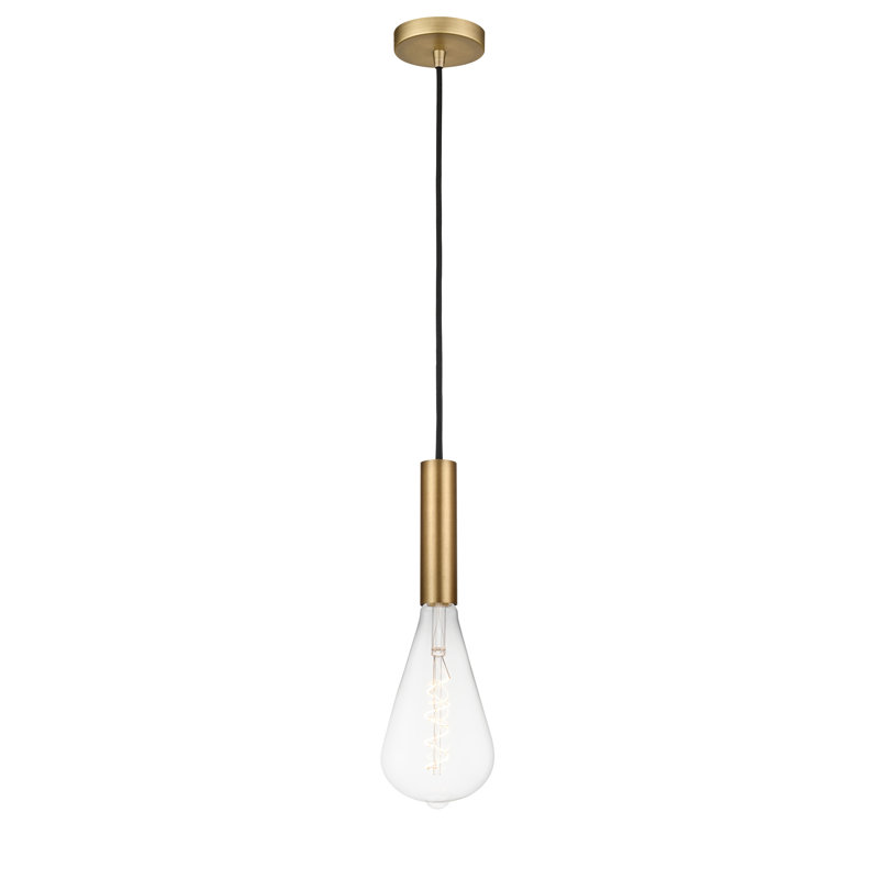 Luminaire suspendu à 1 lumière Gonnelli, Laiton brossé, H 13,13 po x l 5 po x P 5 po