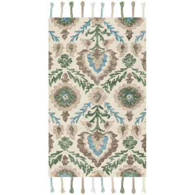 Tapis ikat en laine crocheté à la main Neueranven