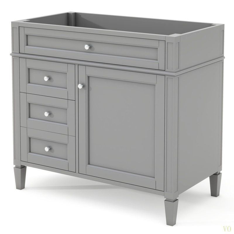 Meuble-lavabo de 36 po sans lavabo supérieur, armoire de rangement moderne avec 2 tiroirs et un tiroir basculant, structure en bois massif