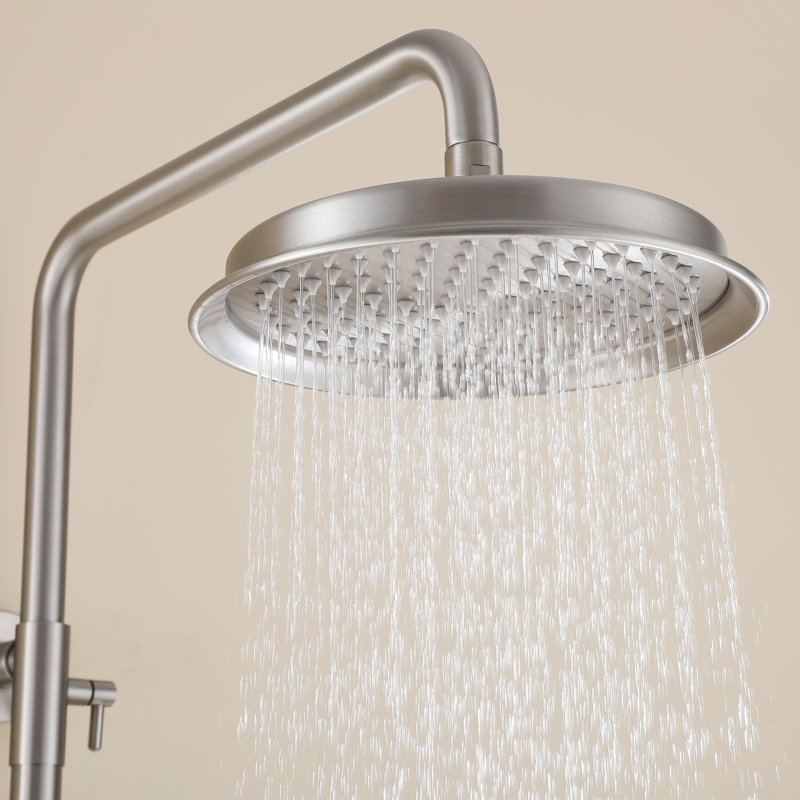 Système de douche d'extérieur mural 64 "à trois fonctions en laiton massif H 64", Nickel brossé