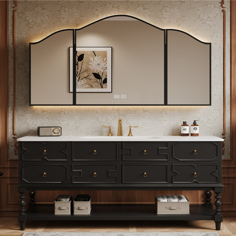Armoire de salle de bain moderne de style américain., 67", Noir