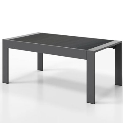 Table basse d'extérieur 43 po en aluminium gris, table basse rectangulaire avec plateau à lattes, anti-rayures et facile à nettoyer, plateau de table, rouille
