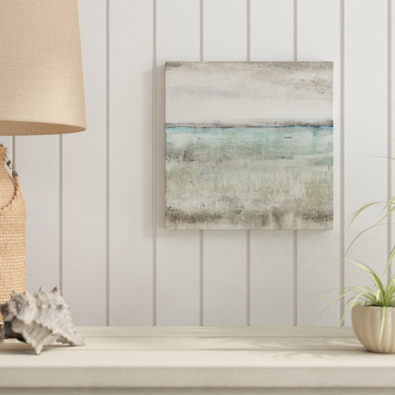 «Aqua Horizon II», peinture sur toile, H 12 po x l 12 po, Toile tendue