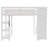 Full Size Loft Bed with Shelves, Storage Staircase, Small Wardrobe and White LED Light, White