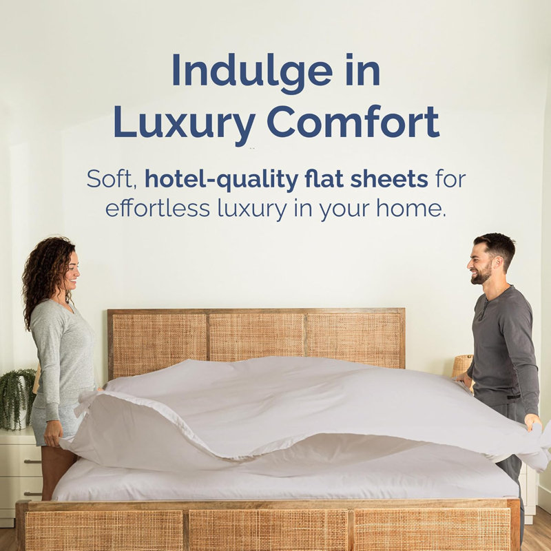Soft Flat Sheet – Cooling, Breathable & Wrinkle Free Top Sheet, Light Gray, California King