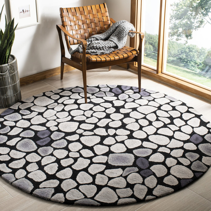 Kurland Soho Hand Tufted Wool Abstract Rug, Round 6'
