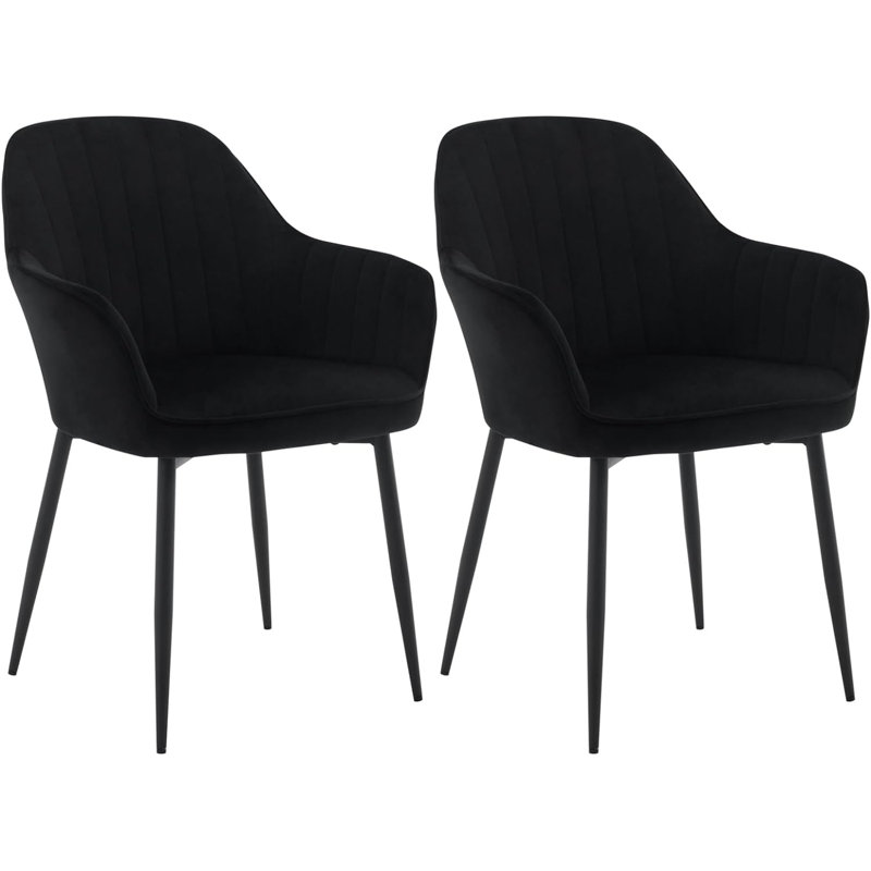Shepton 46cm H Velvet Upholstered Armchair, Black