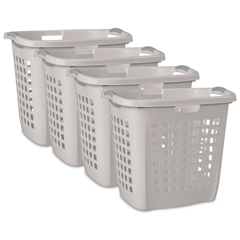 Sterilite Ultra Easy Carry Plastic Laundry Basket, 2.1 Bushel, Grey, 4 Pack, Gray Pumice