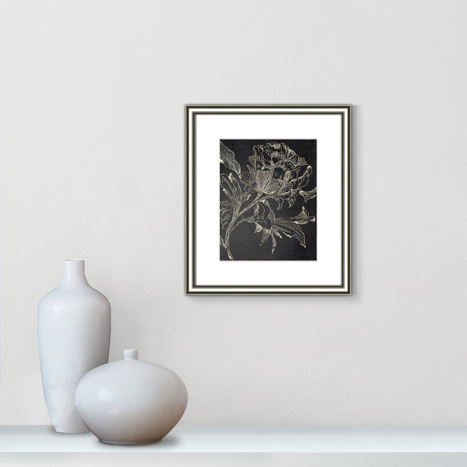 Clarendon "Golden Flower Folklore I" Print, 16.25" H x 14.25" W, Silver Framed