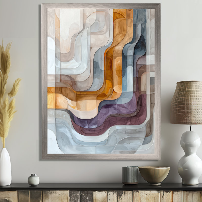 Nyimah - Abstract Wall Art Prints, H 32 po x l 16 po, Argent argent, Reproduction encadrée d'une seule photo