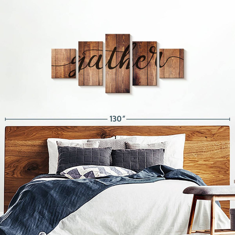 Gather Typographie II - Ensemble de 5 toiles tendues, H 74 po x l 34 po x P 1,25 po