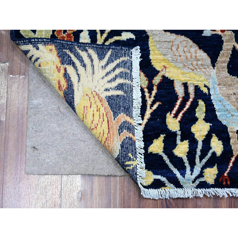 Tapis bleu nouvel âge en laine 4 pi x 5 pi 7 po Wintress