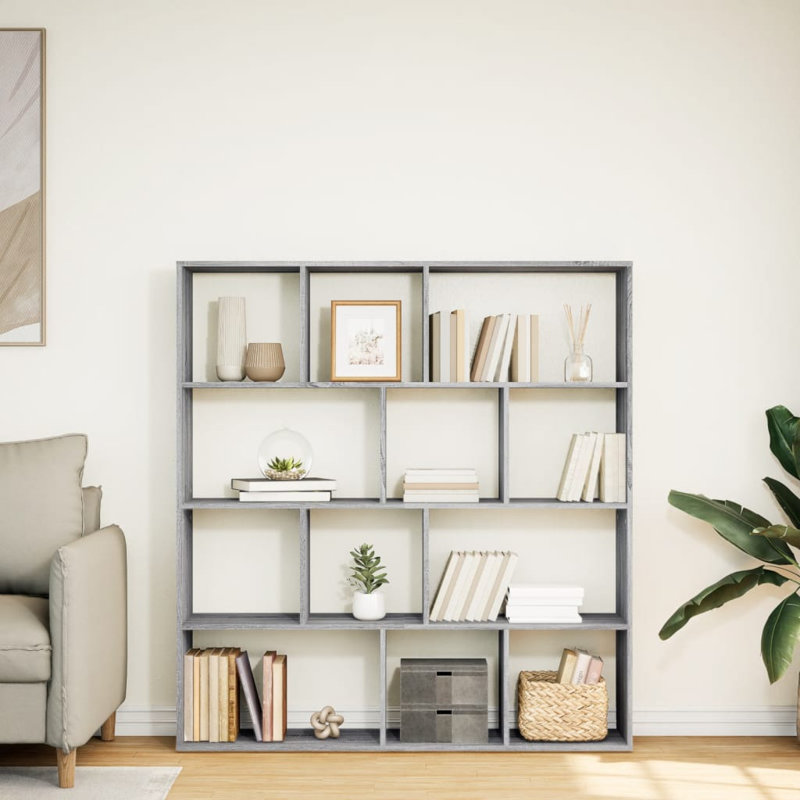 Atyana 141.5cm H x 132cm W Book Cabinet Bookcase, Grey Sonoma
