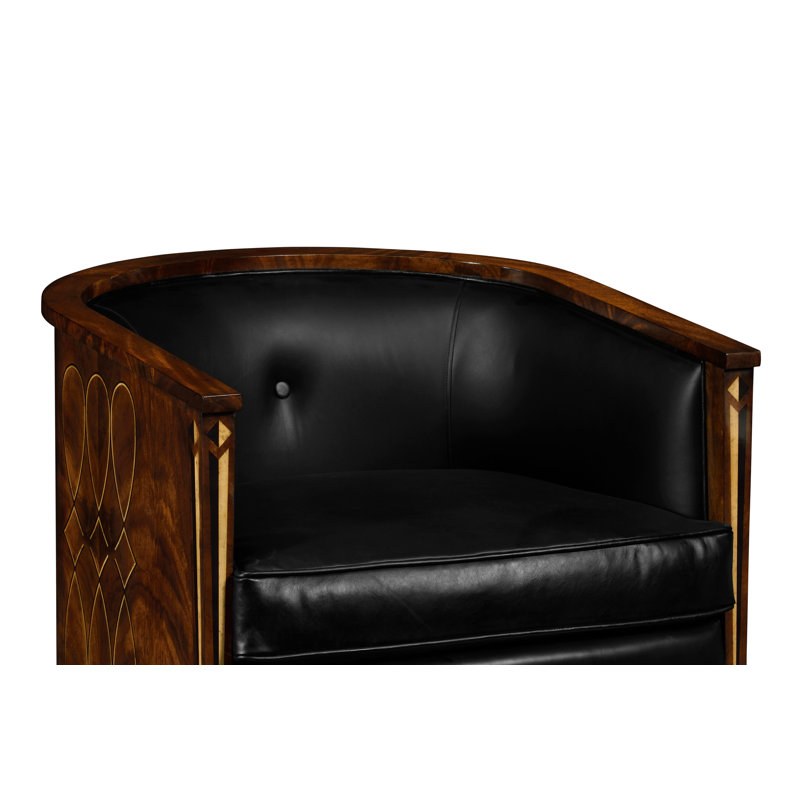 Knightsbridge Leather Barrel Chair, Black Genuine Leather
