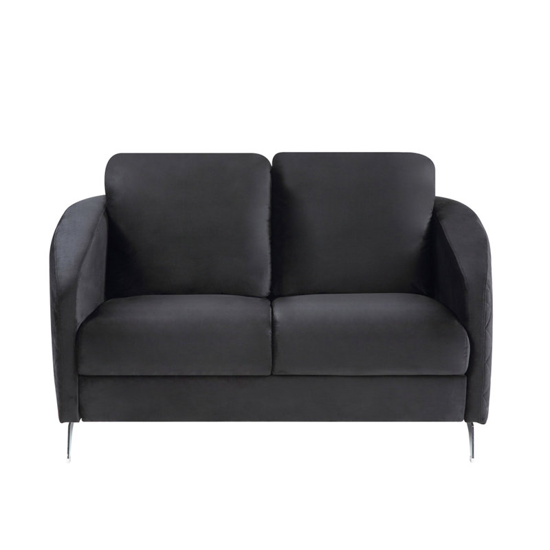 Velours noir moderne et chic, 55 po, avec épaisseur de coussin de siège 7, velours de 55 po, ressorts ensachés et largeur de paquet de 35 po