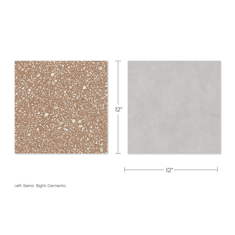 Lithos 12X12 damier Sienne et ciment, Sienne / Ciment