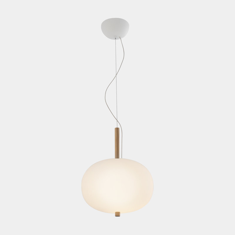 Ilargi - S/32 LED Dimmable Pendant - TRIAC/0-10V Dimmable - Light Wood Rod - White Opal Matte Glass
