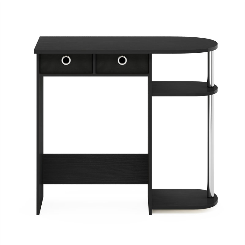 Julia Peninsula Home Laptop Notebook Computer Desk/Table, Americano/Stainless Steel