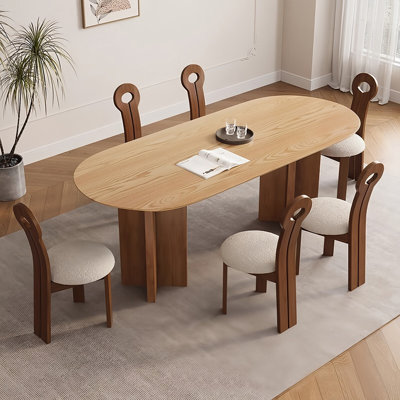 Simple Oval Solid Wood Dining Table Sets