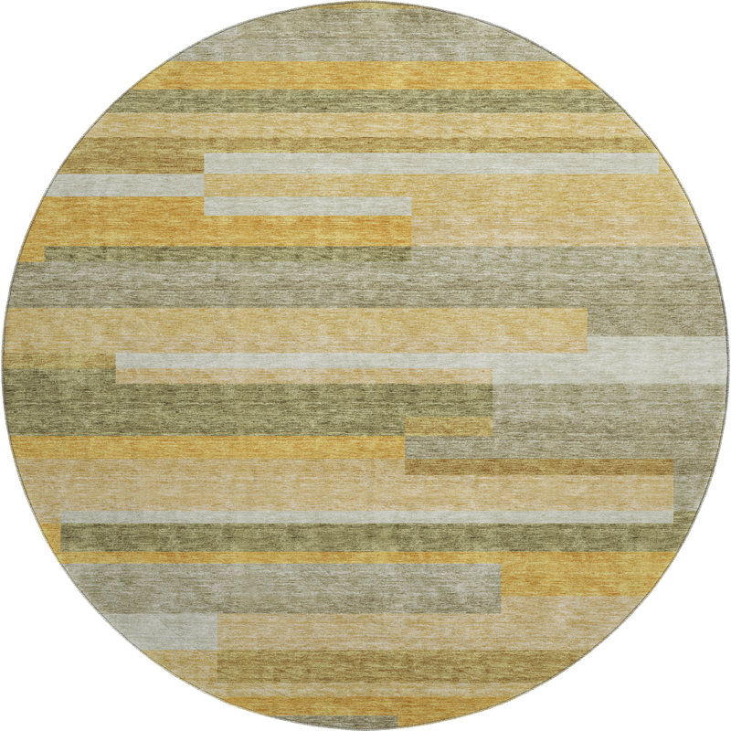 Premium Machine Washable Prisco Honey Rug, Round 8'