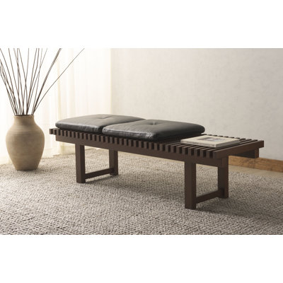Banc rembourré en cuir véritable Anjalika
