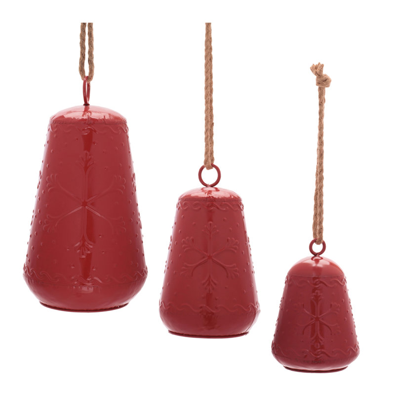 Ensemble de 3 ornements en fer cloche de fer