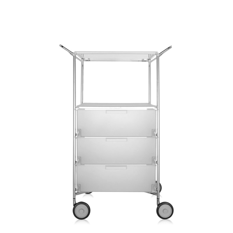 Mobil Storage Drawer, Translucent Ice, 4 Drawers with Open Shelf and Wheels