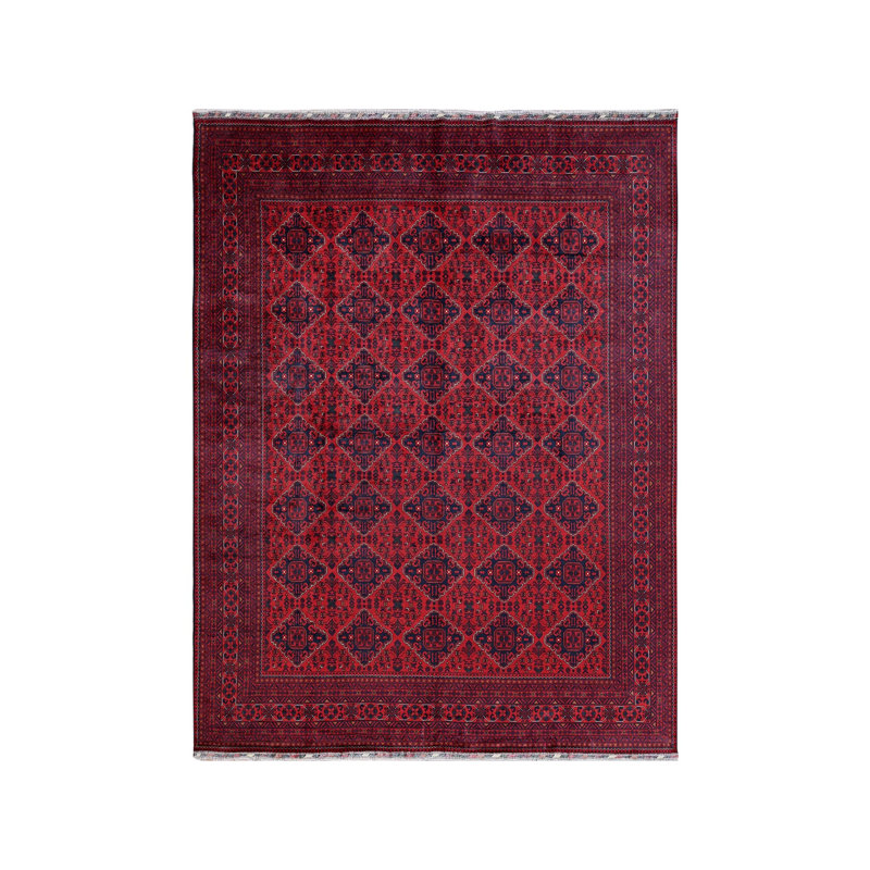 Tapis oriental rouge en laine noué à la main 9 pi 10 po x 12 pi 8 po - MOA102764