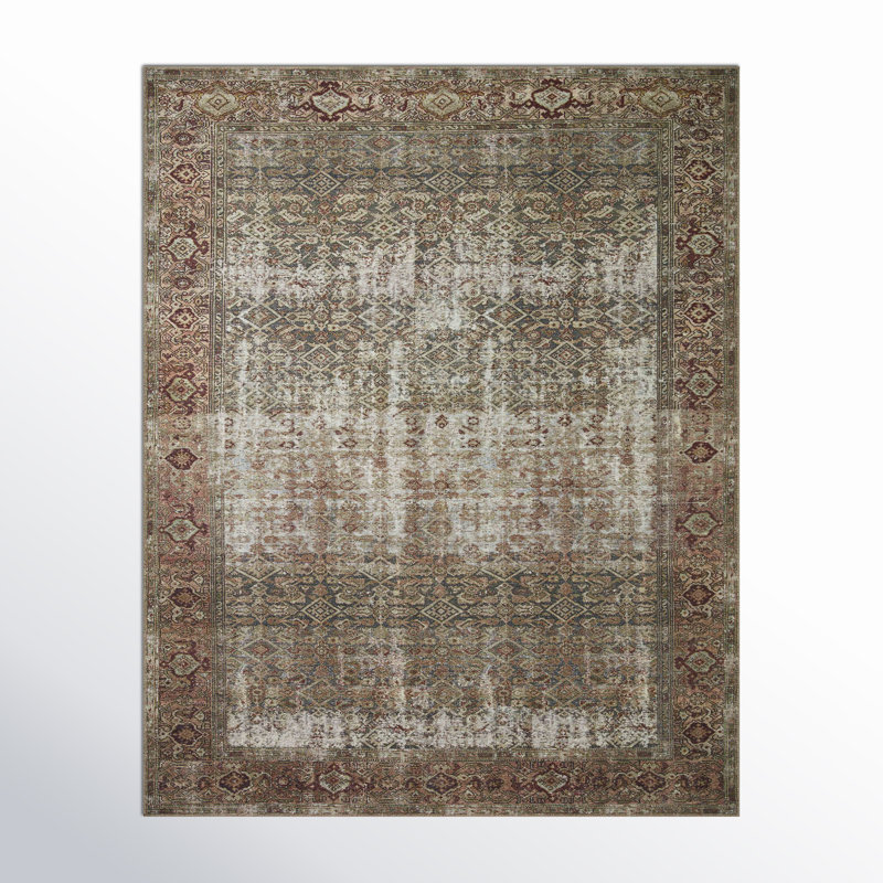 Tapis oriental Georgie Moss / Salmon, Rectangle 8 pi 4 po x 11 pi 6 po