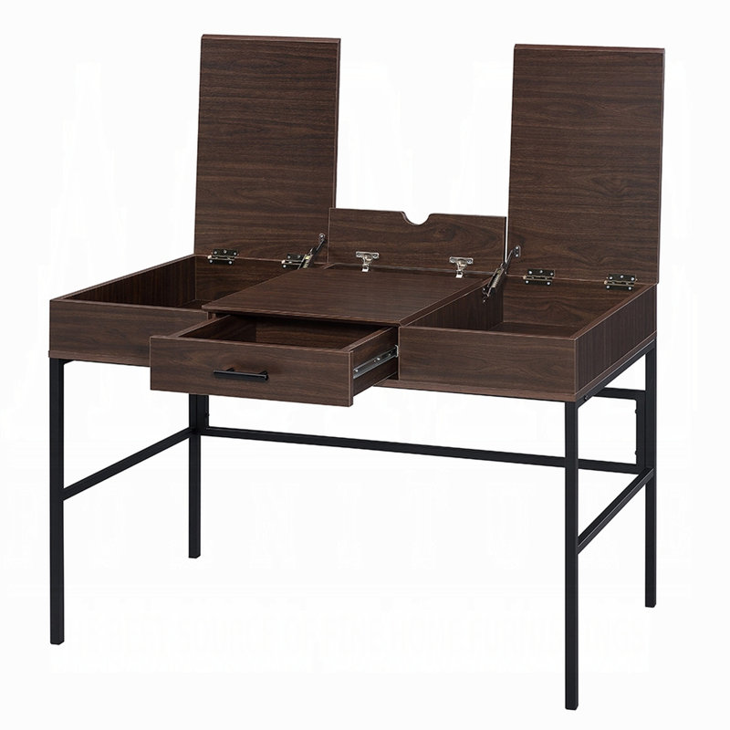 Compact Writing Table With And Hidden Storage In Oak Work Handy Drawer
