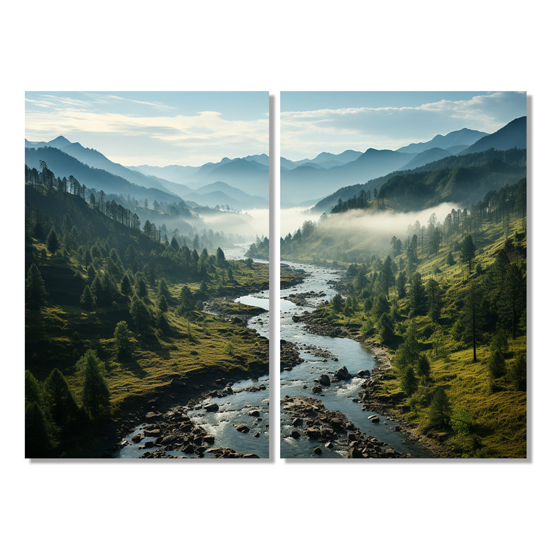 États-Unis, Great Smoky Mountains Landscape III - impressions d'art traditionnelles sur toile à 2 panneaux, 36" H x 48" W