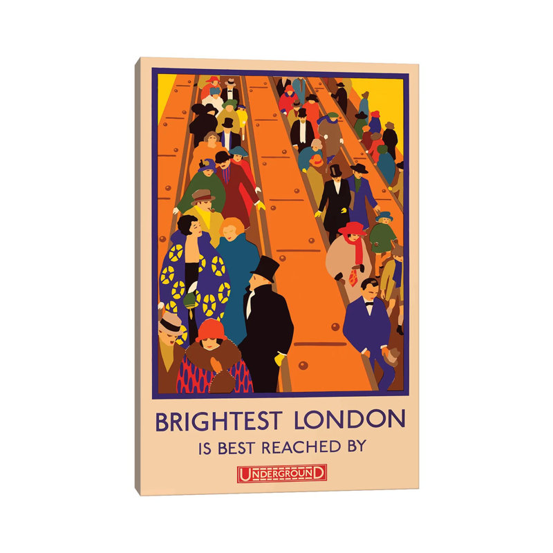 London Underground, Brightest London by Vintage Apple Collection - Wrapped Canvas Print, 101.6 cm H x 66.04 cm W x 1.91 cm D