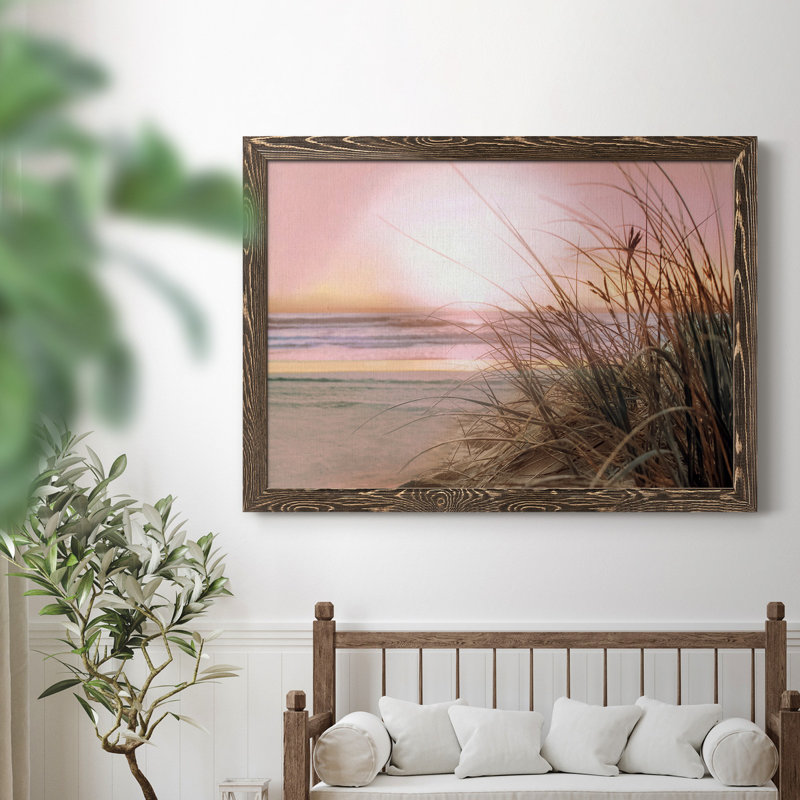 Malibu Sundown - Photographie de cadre photo sur toile, H 37,5 po x l 27,5 po x P 1,5 po, Noyer