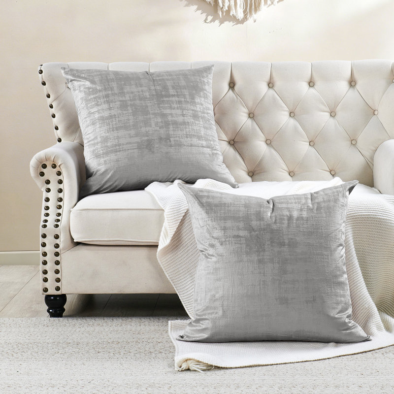 Textured Velvet Euro Reversible Pillow Cover, Steeple Gray
