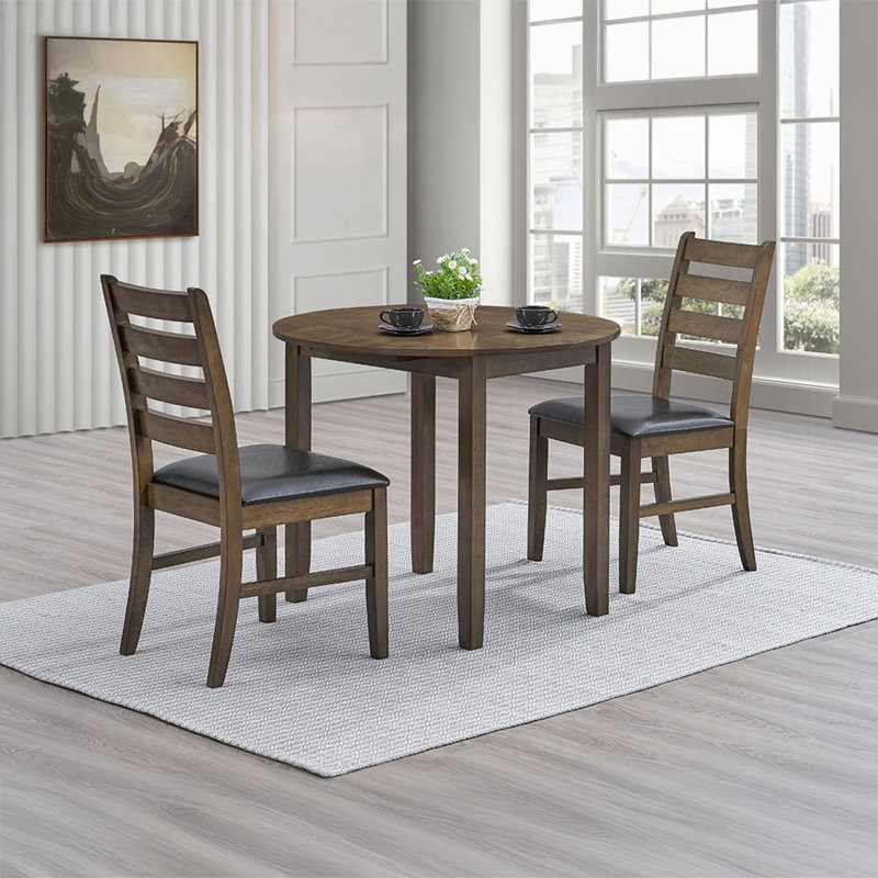 Table de salle à manger ronde en noyer avec abattants 1 pièce