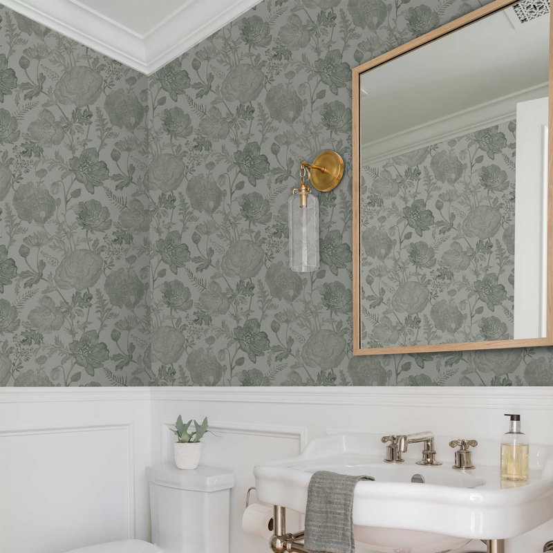 Poppies Textured Peel and Stick Wallpaper by Pure Salt, Green