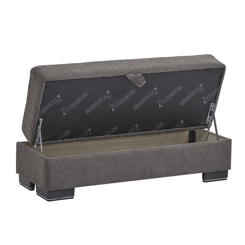 Legacy Fabric Upholstered Ottoman with Storage, Gray Chenille